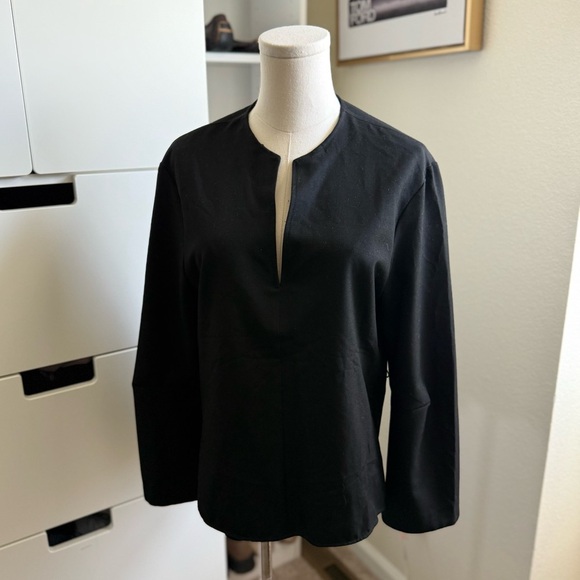 Zara Elegant Black V-Neck Long Sleeve Relaxed Fit Top Women’s Size Small - Picture 4 of 6